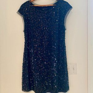 Navy Sequin Shift Dress